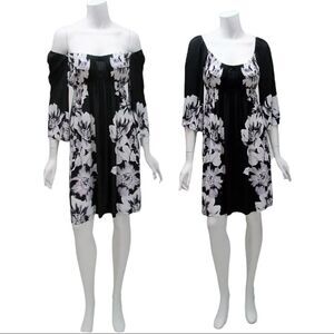 ‎Muse Long Sleeve Two Way Black & White Dress